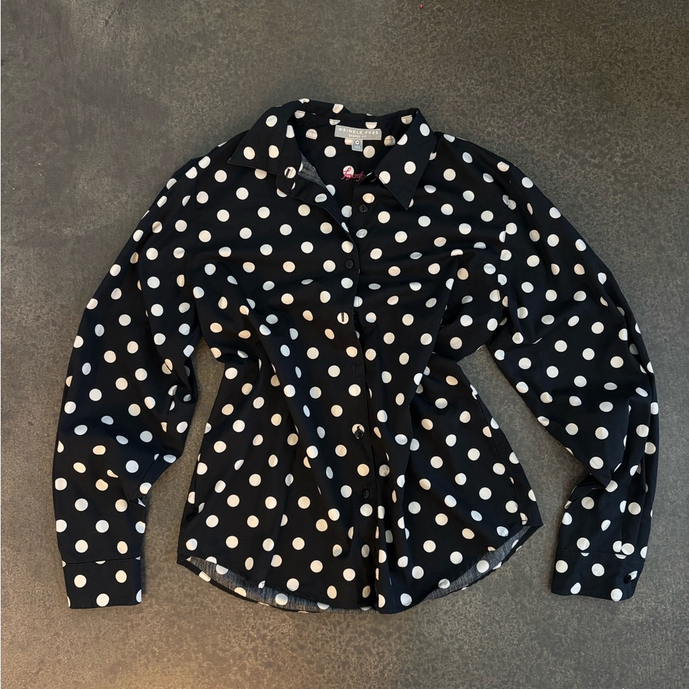 Vintage Black and White Polka Dot blouse